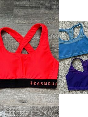 🧸 Under Armour | BUNDLE • Bright Orange, Blue, & Dark Purple Sports Bras